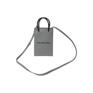 BALENCIAGA shoulder bag shopping phone holder gray leather